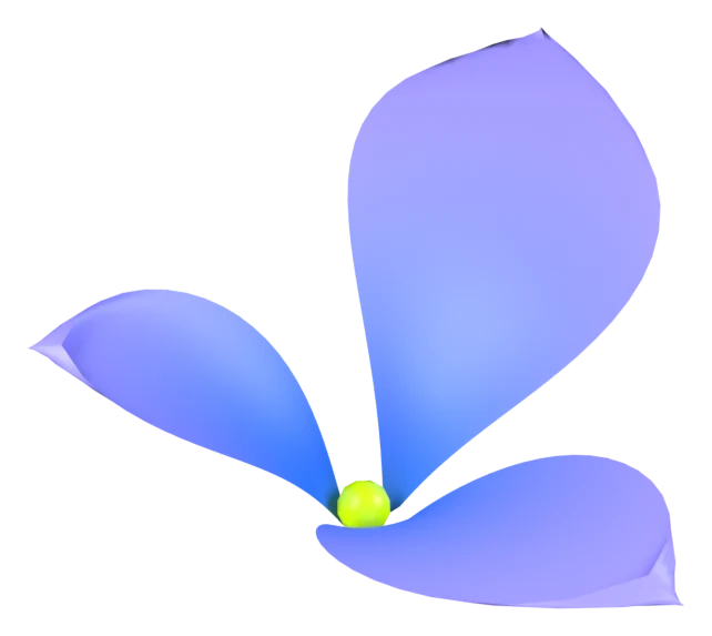 Flor de três pétalas aberta, com o miolo em verde-limão